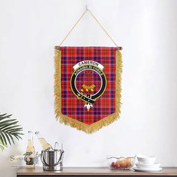 ScotsTee Shop Scottish Cameron of Lochiel Modern Clan Crest Tartan Gonfalon Scottish Wall Hanging Banner
