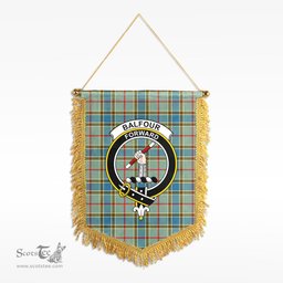 ScotsTee Shop Scottish Balfour Blue Clan Crest Tartan Gonfalon Scottish Wall Hanging Banner