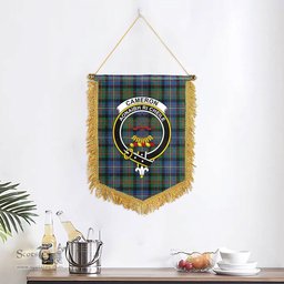 ScotsTee Shop Scottish Cameron of Erracht Ancient Clan Crest Tartan Gonfalon Scottish Wall Hanging Banner
