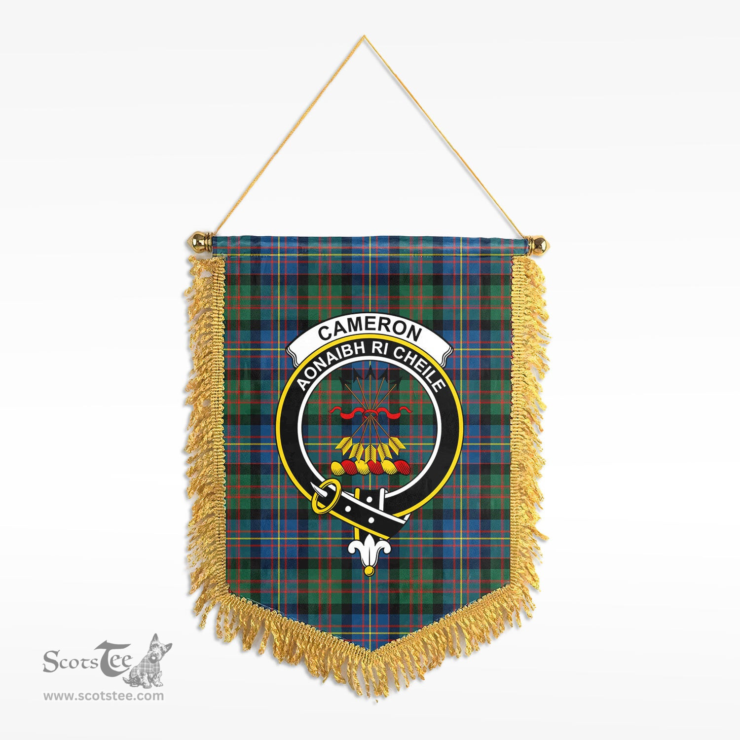 ScotsTee Shop Scottish Cameron of Erracht Ancient Clan Crest Tartan Gonfalon Scottish Wall Hanging Banner