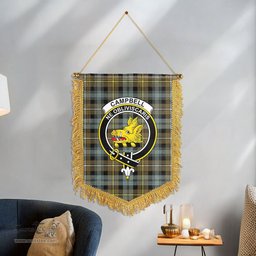 ScotsTee Shop Scottish Campbell Argyll Weathered Clan Crest Tartan Gonfalon Scottish Wall Hanging Banner