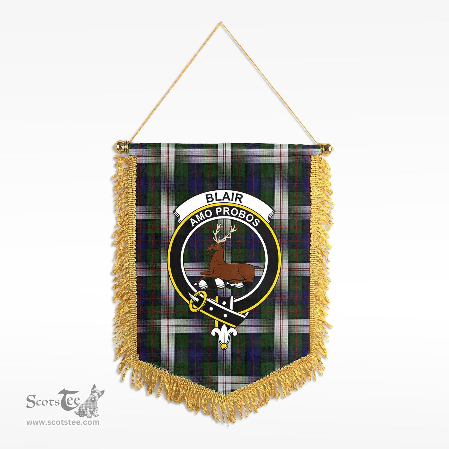 ScotsTee Shop Scottish Blair Dress Clan Crest Tartan Gonfalon Scottish Wall Hanging Banner