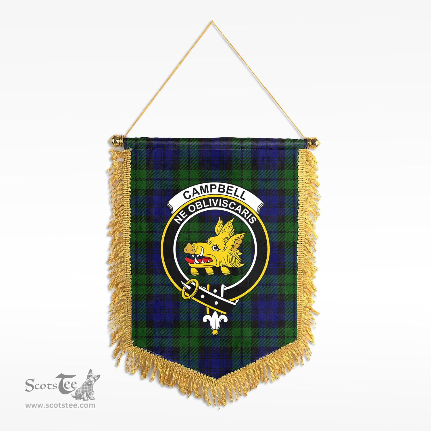 ScotsTee Shop Scottish Campbell Modern Clan Crest Tartan Gonfalon Scottish Wall Hanging Banner