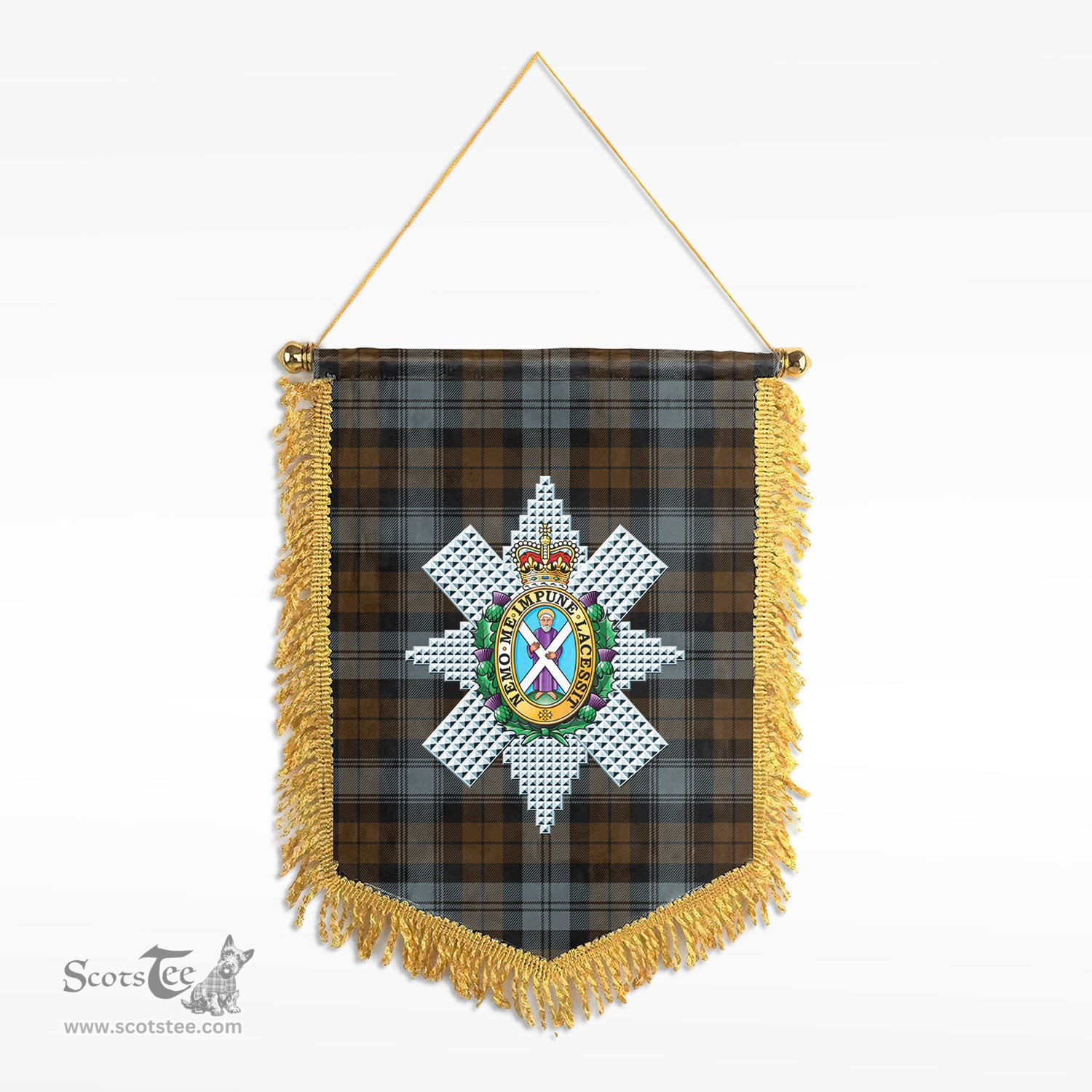 ScotsTee Shop Scottish Black Watch Weathered Clan Crest Tartan Gonfalon Scottish Wall Hanging Banner