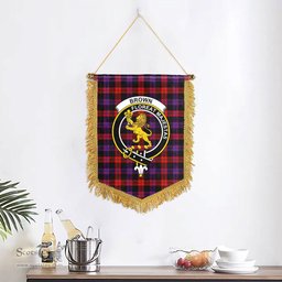 ScotsTee Shop Scottish Brown Modern Clan Crest Tartan Gonfalon Scottish Wall Hanging Banner