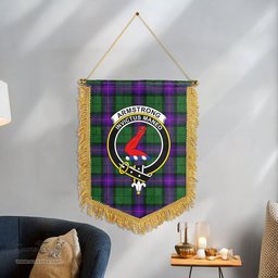 ScotsTee Shop Scottish Armstrong Modern Clan Crest Tartan Gonfalon Scottish Wall Hanging Banner