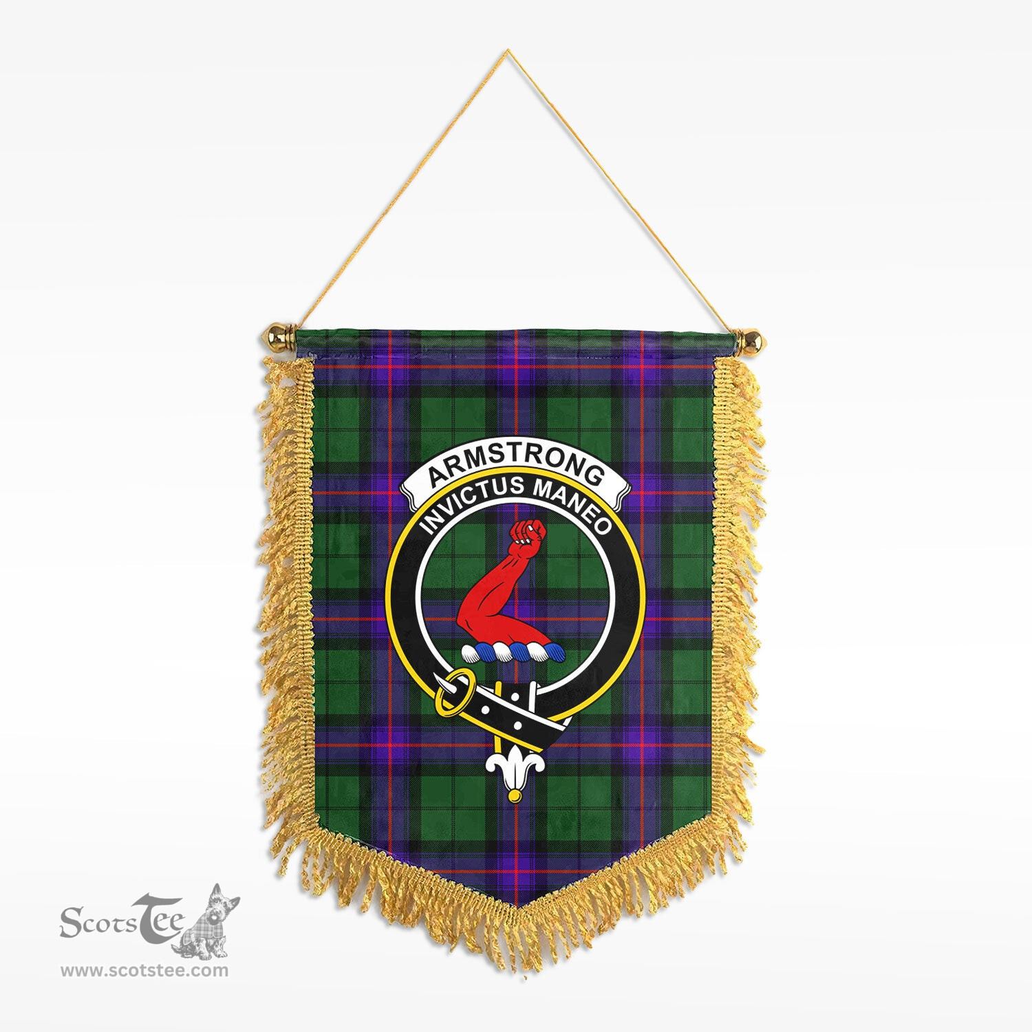 ScotsTee Shop Scottish Armstrong Modern Clan Crest Tartan Gonfalon Scottish Wall Hanging Banner