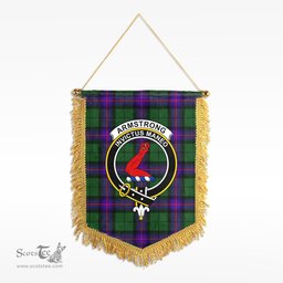 ScotsTee Shop Scottish Armstrong Modern Clan Crest Tartan Gonfalon Scottish Wall Hanging Banner