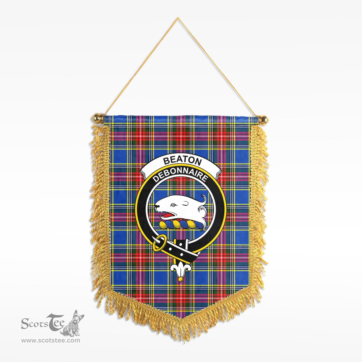 ScotsTee Shop Scottish Beaton Modern Clan Crest Tartan Gonfalon Scottish Wall Hanging Banner