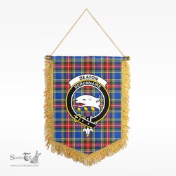 ScotsTee Shop Scottish Beaton Modern Clan Crest Tartan Gonfalon Scottish Wall Hanging Banner