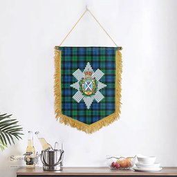 ScotsTee Shop Scottish Black Watch Ancient Clan Crest Tartan Gonfalon Scottish Wall Hanging Banner