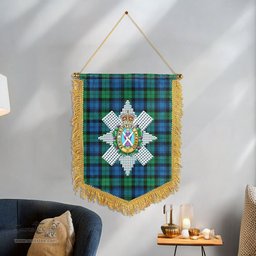 ScotsTee Shop Scottish Black Watch Ancient Clan Crest Tartan Gonfalon Scottish Wall Hanging Banner