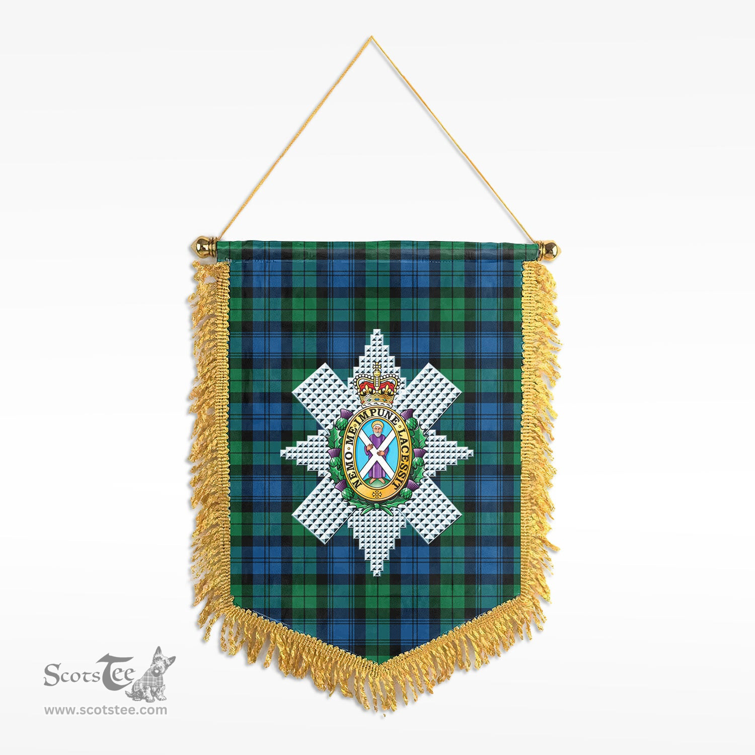 ScotsTee Shop Scottish Black Watch Ancient Clan Crest Tartan Gonfalon Scottish Wall Hanging Banner