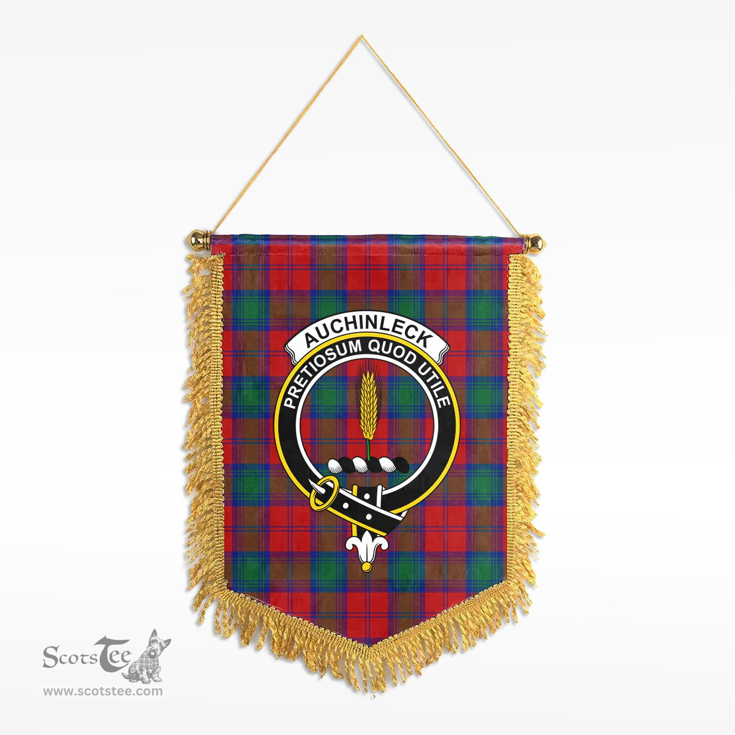 ScotsTee Shop Scottish Auchinleck Clan Crest Tartan Gonfalon Scottish Wall Hanging Banner