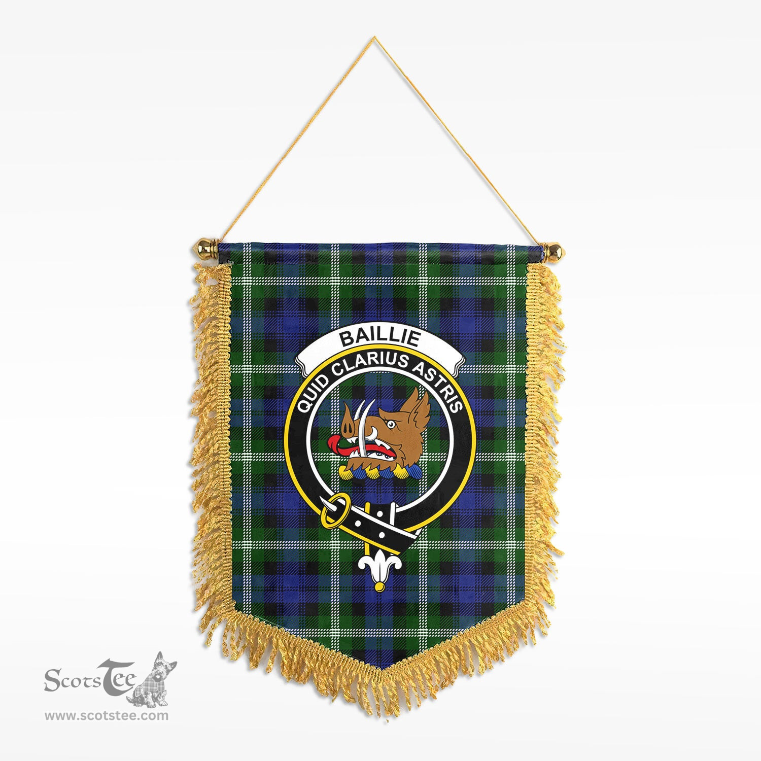 ScotsTee Shop Scottish Baillie Modern Clan Crest Tartan Gonfalon Scottish Wall Hanging Banner
