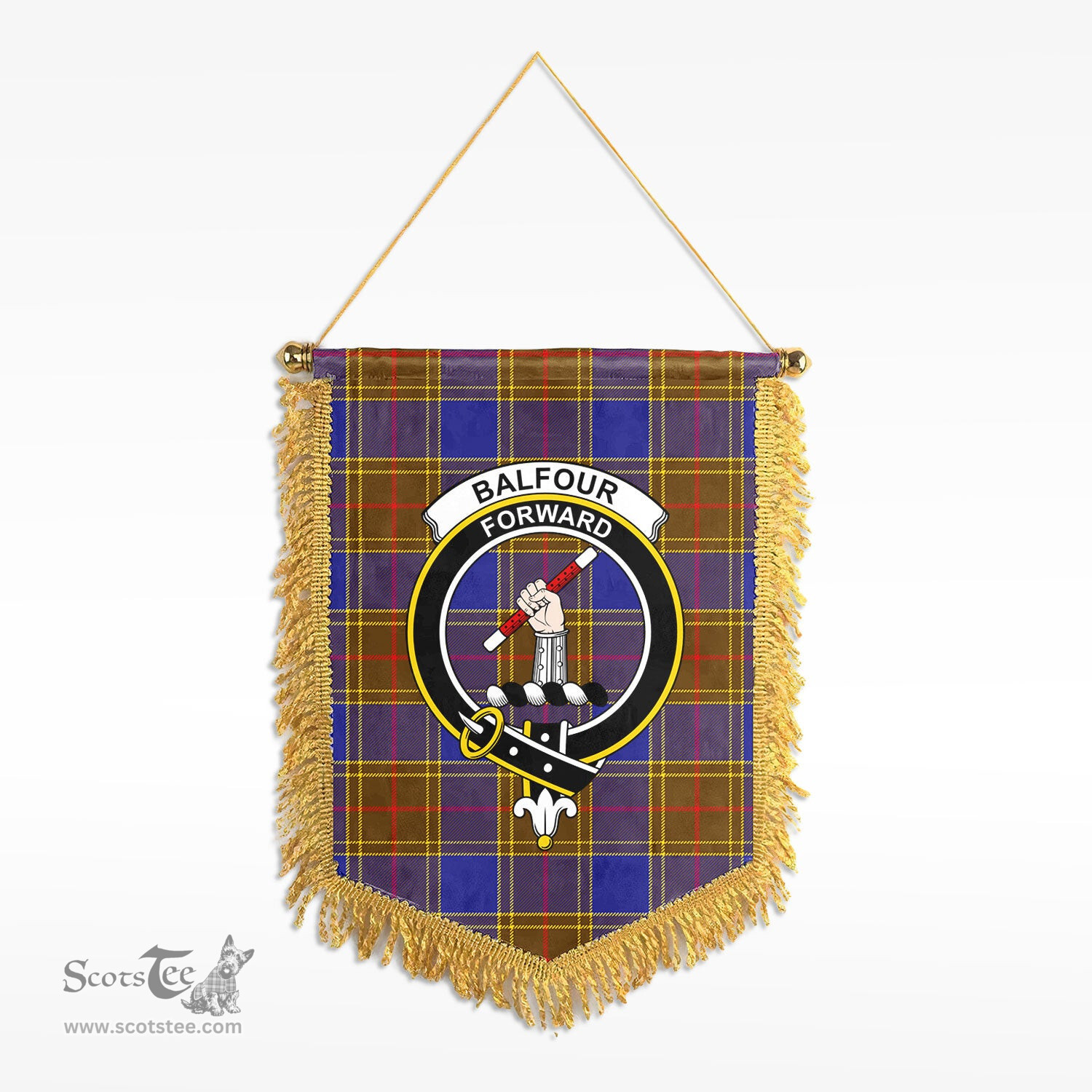 ScotsTee Shop Scottish Balfour Modern Clan Crest Tartan Gonfalon Scottish Wall Hanging Banner