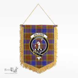 ScotsTee Shop Scottish Balfour Modern Clan Crest Tartan Gonfalon Scottish Wall Hanging Banner