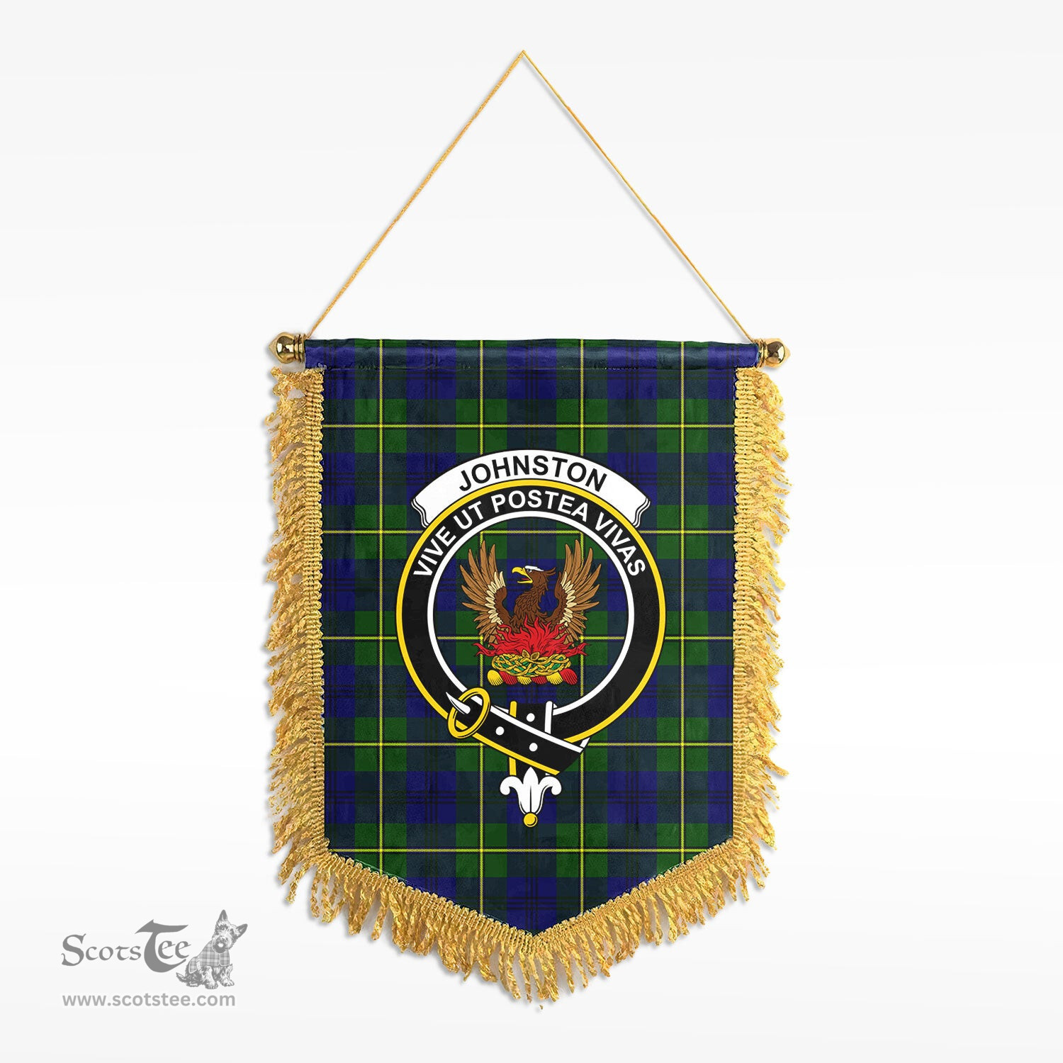 ScotsTee Shop Scottish Johnston of Caskieben Clan Crest Tartan Gonfalon Scottish Wall Hanging Banner