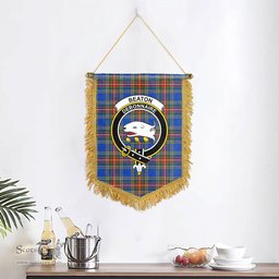 ScotsTee Shop Scottish Beaton Ancient Clan Crest Tartan Gonfalon Scottish Wall Hanging Banner