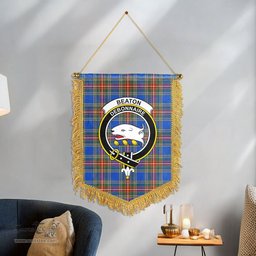 ScotsTee Shop Scottish Beaton Ancient Clan Crest Tartan Gonfalon Scottish Wall Hanging Banner