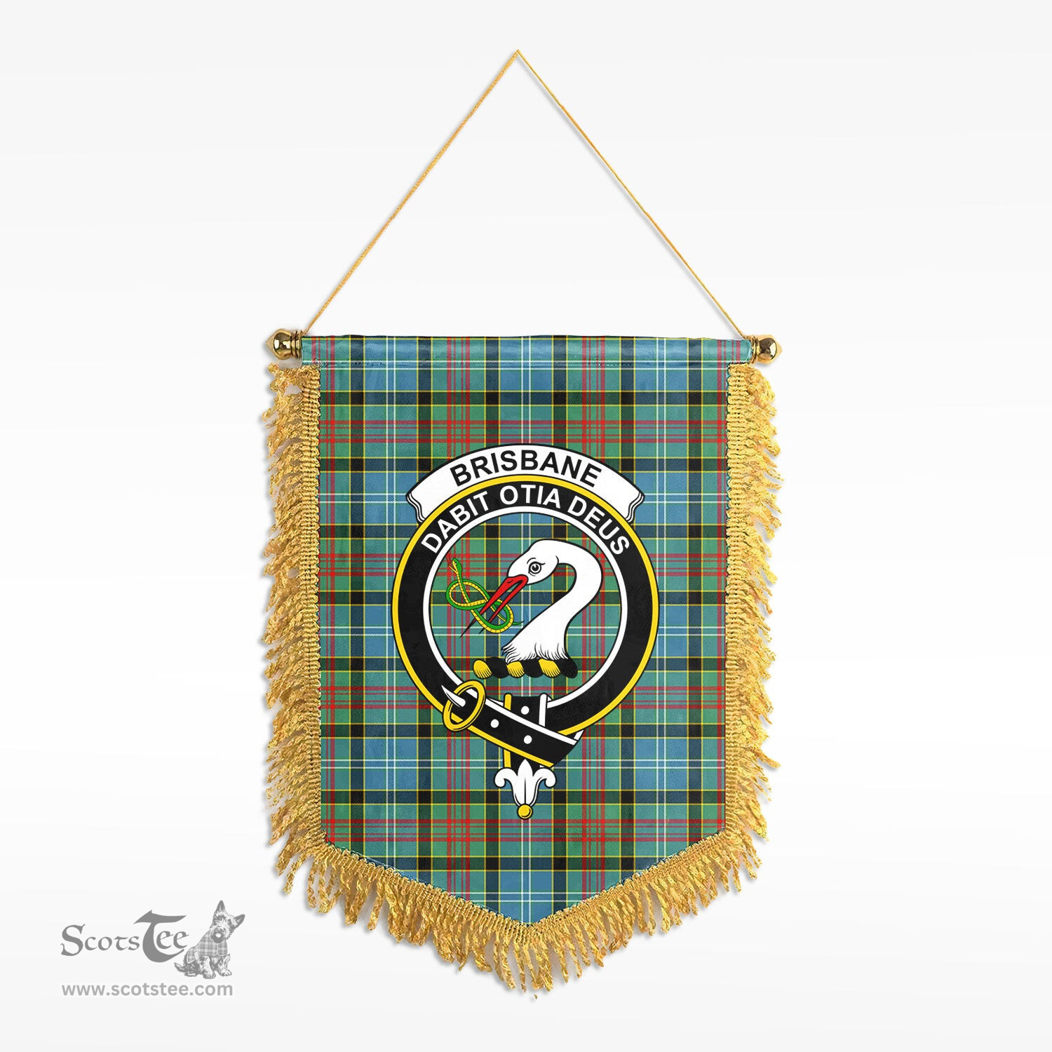 ScotsTee Shop Scottish Brisbane Clan Crest Tartan Gonfalon Scottish Wall Hanging Banner
