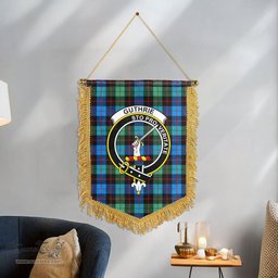 ScotsTee Shop Scottish Guthrie Ancient Clan Crest Tartan Gonfalon Scottish Wall Hanging Banner