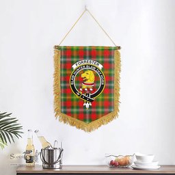 ScotsTee Shop Scottish Forrester Clan Crest Tartan Gonfalon Scottish Wall Hanging Banner