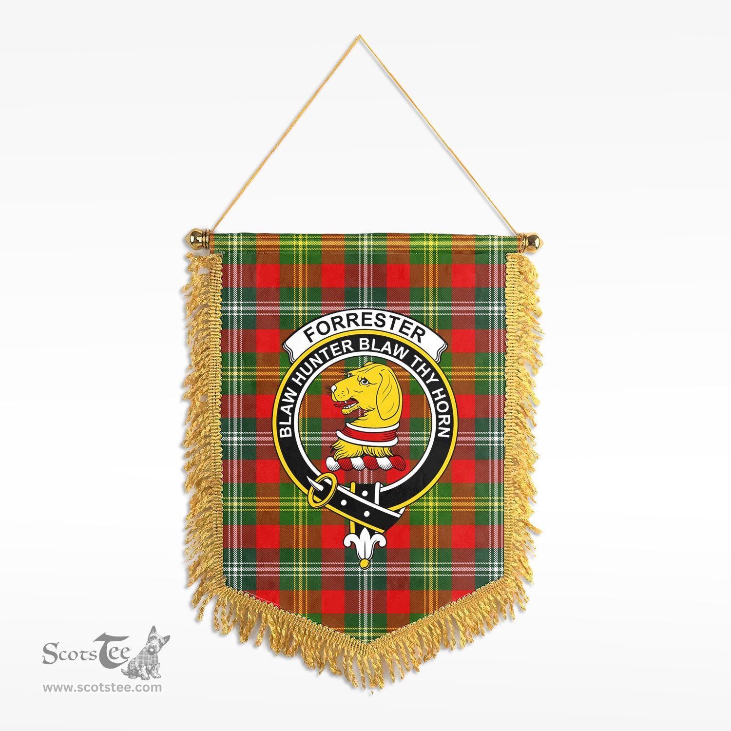 ScotsTee Shop Scottish Forrester Clan Crest Tartan Gonfalon Scottish Wall Hanging Banner