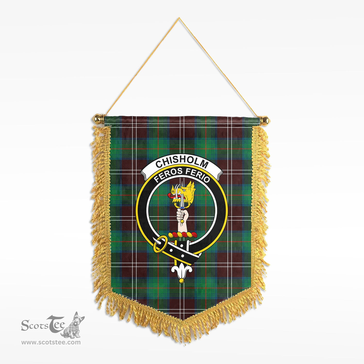 ScotsTee Shop Scottish Chisholm Hunting Ancient Clan Crest Tartan Gonfalon Scottish Wall Hanging Banner