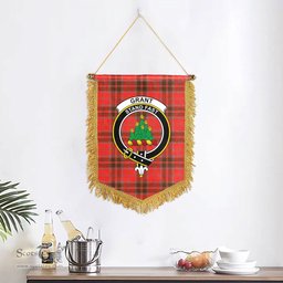 ScotsTee Shop Scottish Grant Weathered Clan Crest Tartan Gonfalon Scottish Wall Hanging Banner