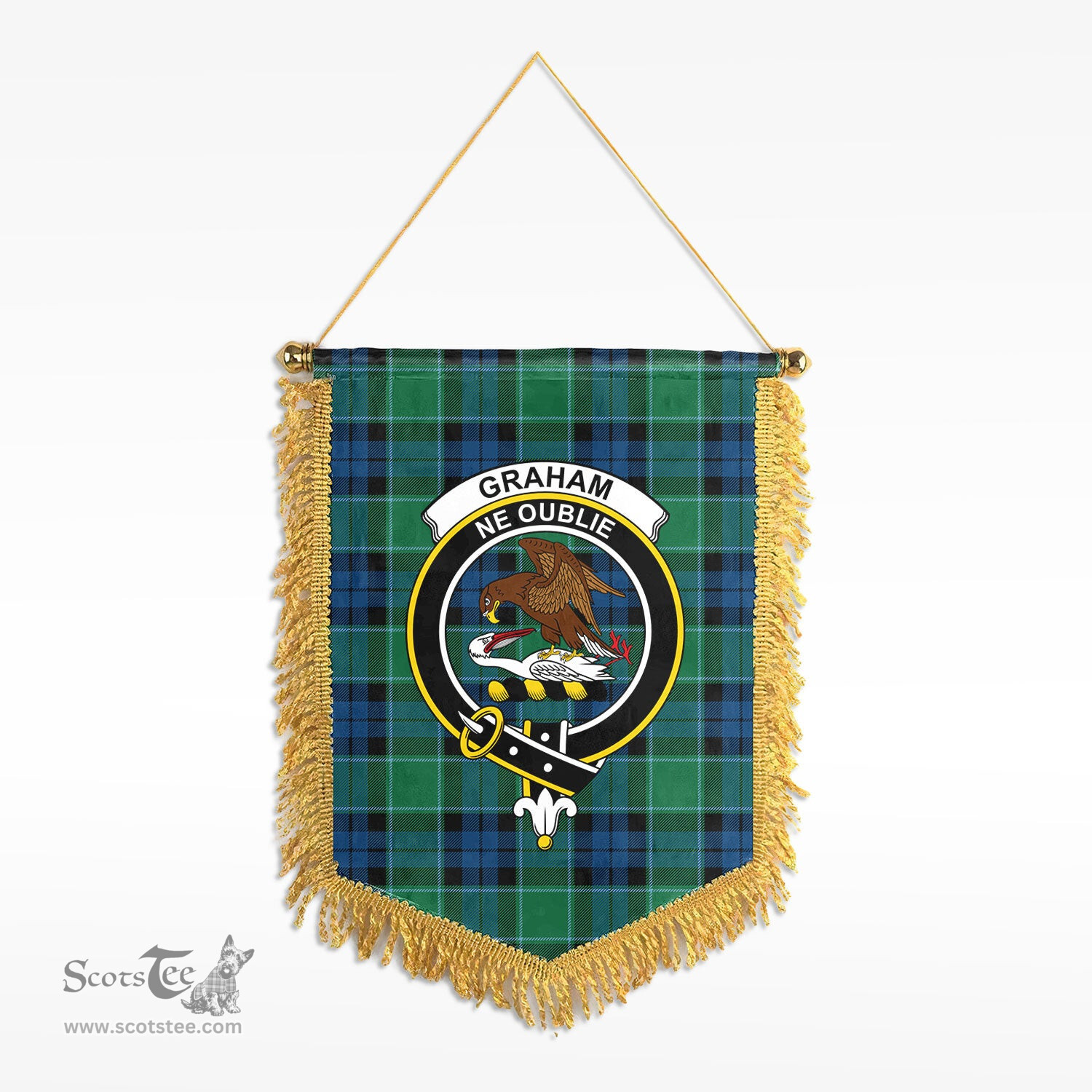 ScotsTee Shop Scottish Graham of Menteith Ancient Clan Crest Tartan Gonfalon Scottish Wall Hanging Banner
