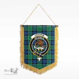 ScotsTee Shop Scottish Graham of Menteith Ancient Clan Crest Tartan Gonfalon Scottish Wall Hanging Banner
