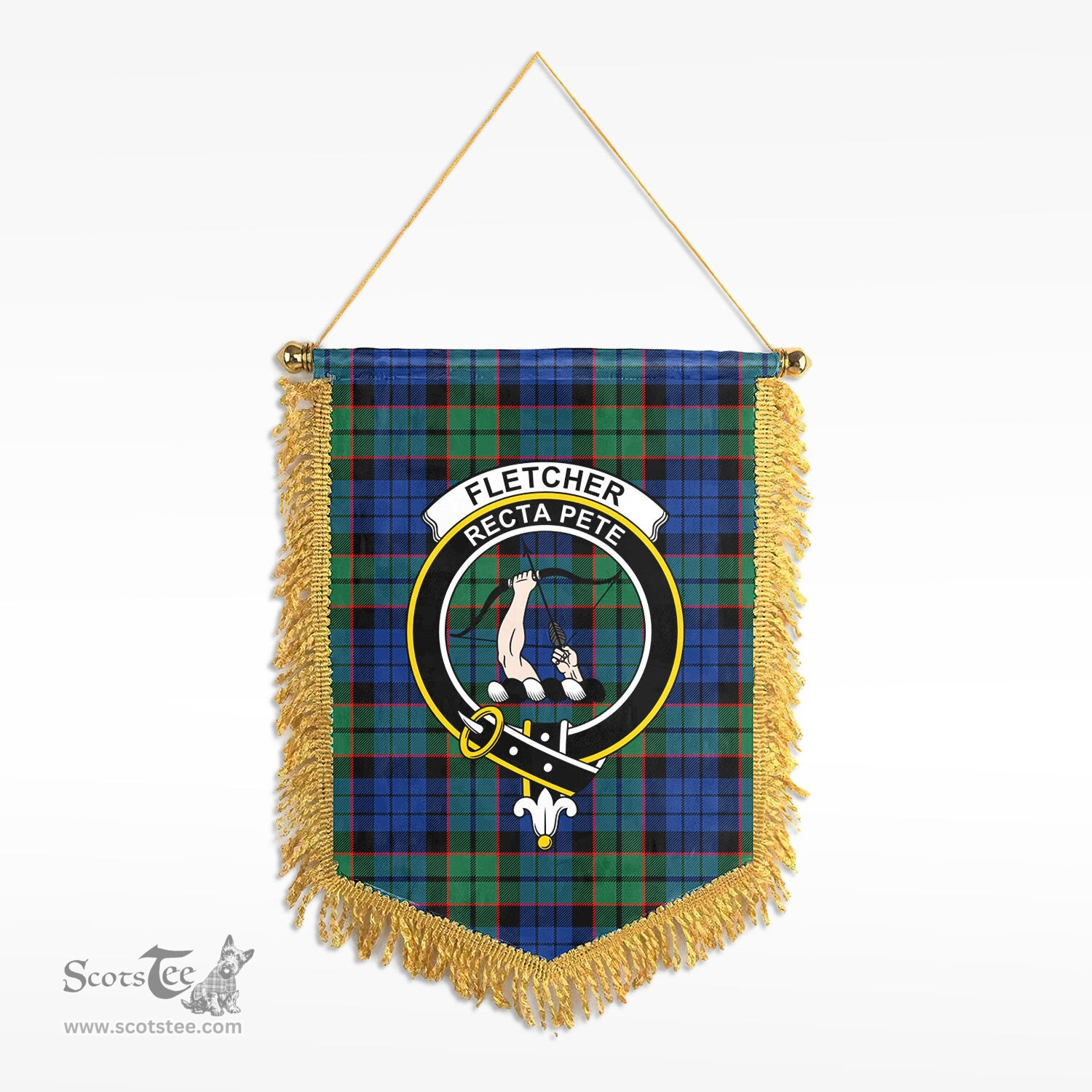 ScotsTee Shop Scottish Fletcher Ancient Clan Crest Tartan Gonfalon Scottish Wall Hanging Banner