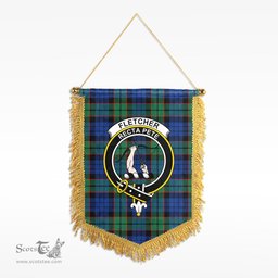 ScotsTee Shop Scottish Fletcher Ancient Clan Crest Tartan Gonfalon Scottish Wall Hanging Banner