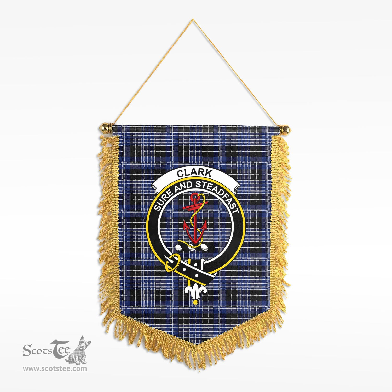 ScotsTee Shop Scottish Clark Modern Clan Crest Tartan Gonfalon Scottish Wall Hanging Banner