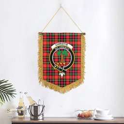 ScotsTee Shop Scottish Christie Clan Crest Tartan Gonfalon Scottish Wall Hanging Banner