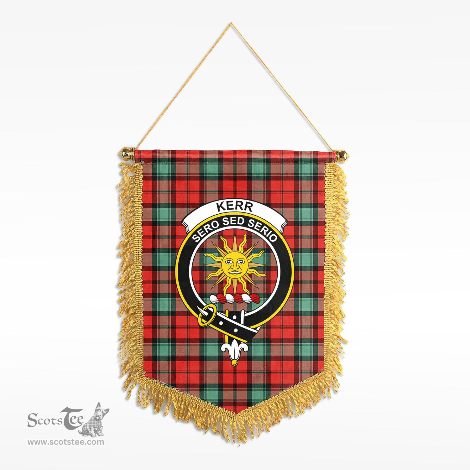 ScotsTee Shop Scottish Kerr Ancient Clan Crest Tartan Gonfalon Scottish Wall Hanging Banner