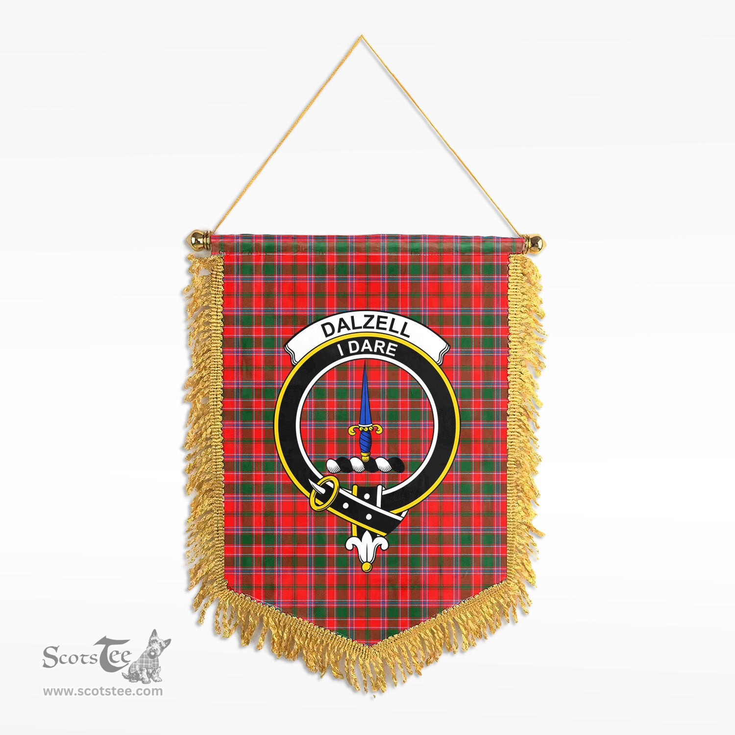 ScotsTee Shop Scottish Dalziel Modern Clan Crest Tartan Gonfalon Scottish Wall Hanging Banner
