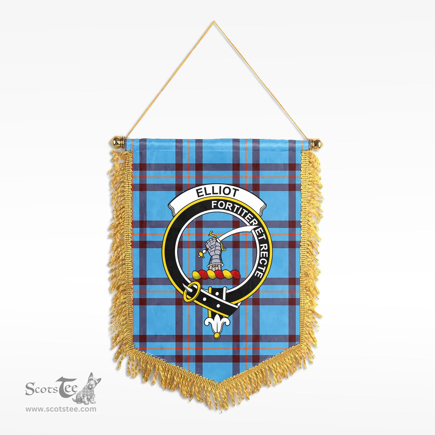 ScotsTee Shop Scottish Elliot Ancient Clan Crest Tartan Gonfalon Scottish Wall Hanging Banner