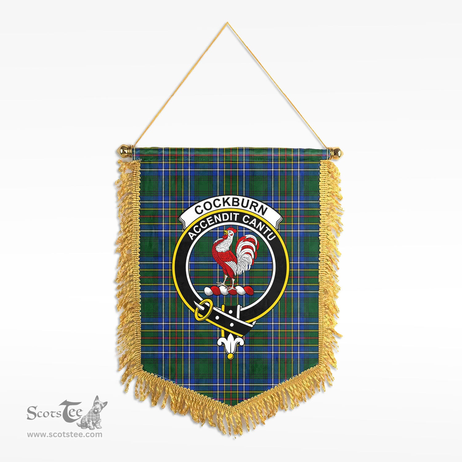 ScotsTee Shop Scottish Cockburn Ancient Clan Crest Tartan Gonfalon Scottish Wall Hanging Banner
