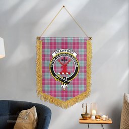 ScotsTee Shop Scottish Crawford Ancient Clan Crest Tartan Gonfalon Scottish Wall Hanging Banner
