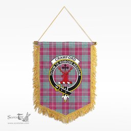 ScotsTee Shop Scottish Crawford Ancient Clan Crest Tartan Gonfalon Scottish Wall Hanging Banner