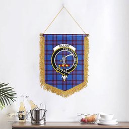 ScotsTee Shop Scottish Elliot Modern Clan Crest Tartan Gonfalon Scottish Wall Hanging Banner