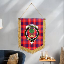 ScotsTee Shop Scottish Hamilton Modern Clan Crest Tartan Gonfalon Scottish Wall Hanging Banner