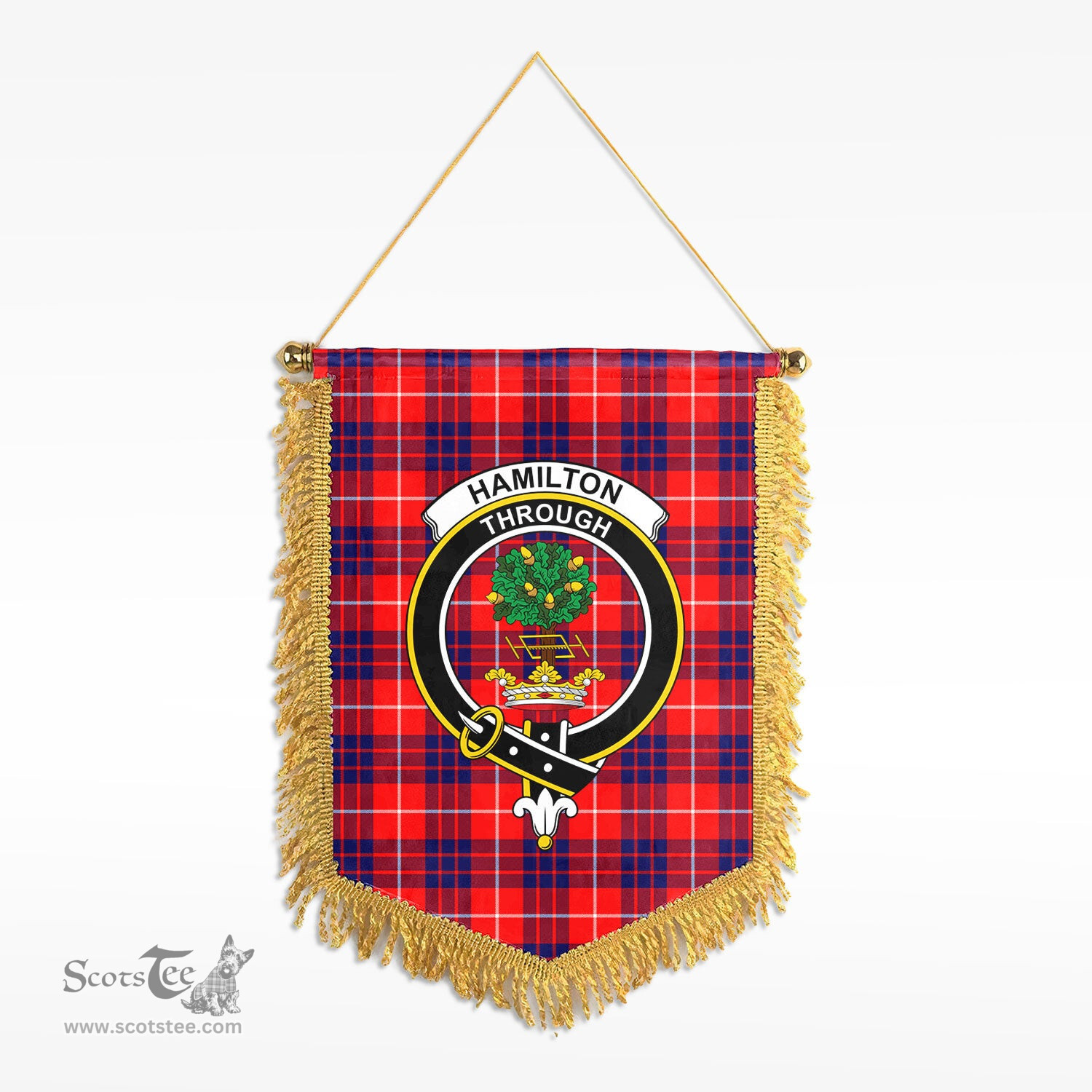 ScotsTee Shop Scottish Hamilton Modern Clan Crest Tartan Gonfalon Scottish Wall Hanging Banner