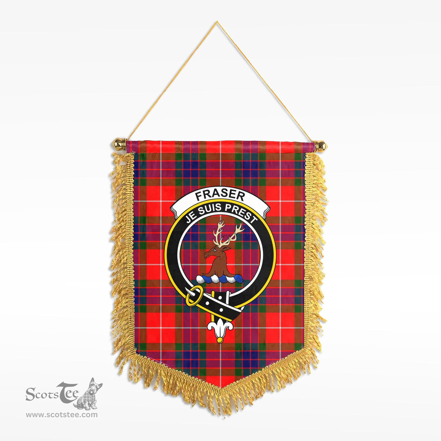 ScotsTee Shop Scottish Fraser (of Lovat) Modern Clan Crest Tartan Gonfalon Scottish Wall Hanging Banner