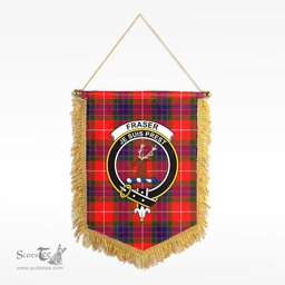 ScotsTee Shop Scottish Fraser (of Lovat) Modern Clan Crest Tartan Gonfalon Scottish Wall Hanging Banner