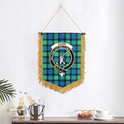 ScotsTee Shop Scottish Gunn Ancient Clan Crest Tartan Gonfalon Scottish Wall Hanging Banner