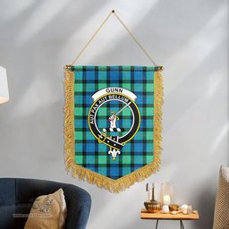 ScotsTee Shop Scottish Gunn Ancient Clan Crest Tartan Gonfalon Scottish Wall Hanging Banner
