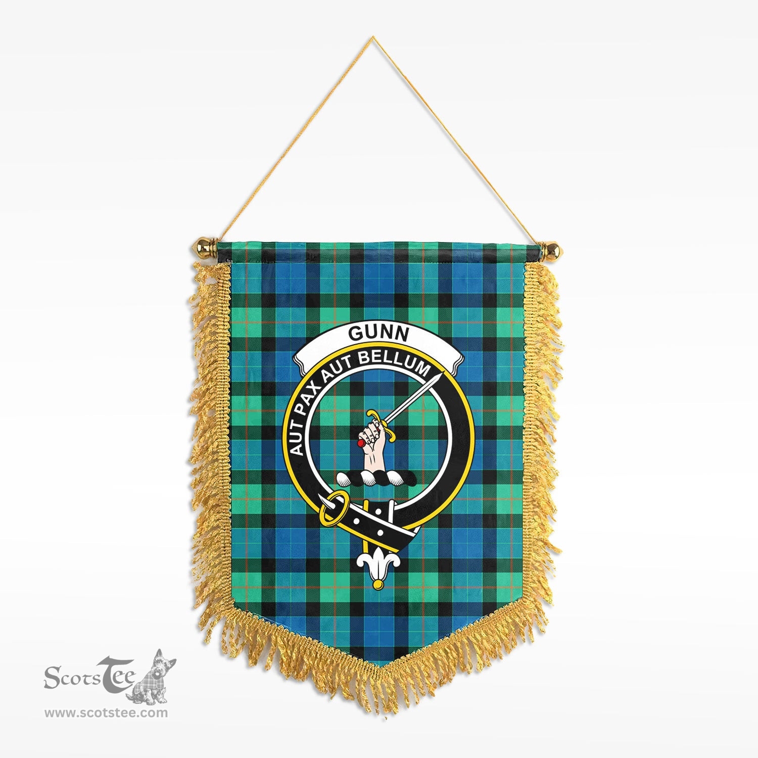 ScotsTee Shop Scottish Gunn Ancient Clan Crest Tartan Gonfalon Scottish Wall Hanging Banner